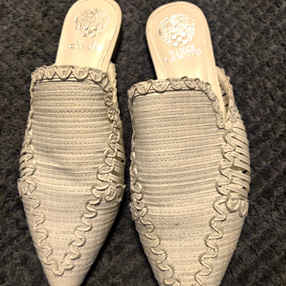 Vince Camuto White Flat Slides Mules
